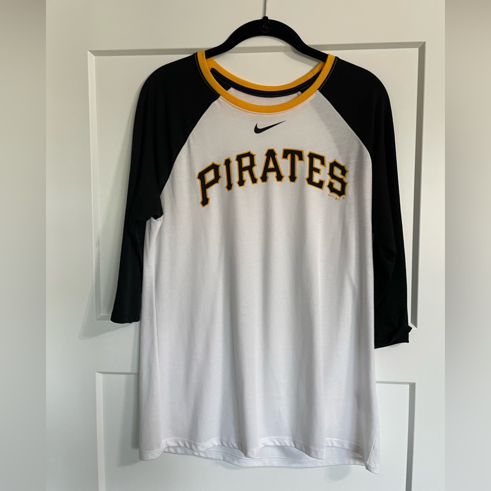 Women's Pittsburgh Pirates Nike White/Black 3/4-Sleeve Raglan T-Shirt